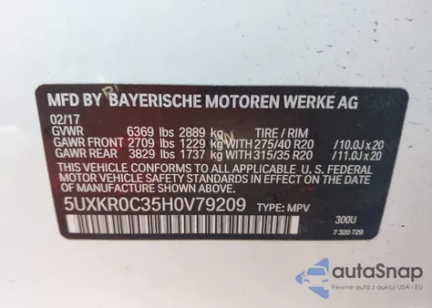 2017 BMW X5 xDrive35I from USA, damaged, VIN 5UXKR0C35H0V79209